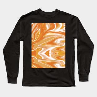 Orange Abstract Liquify Pattern Long Sleeve T-Shirt